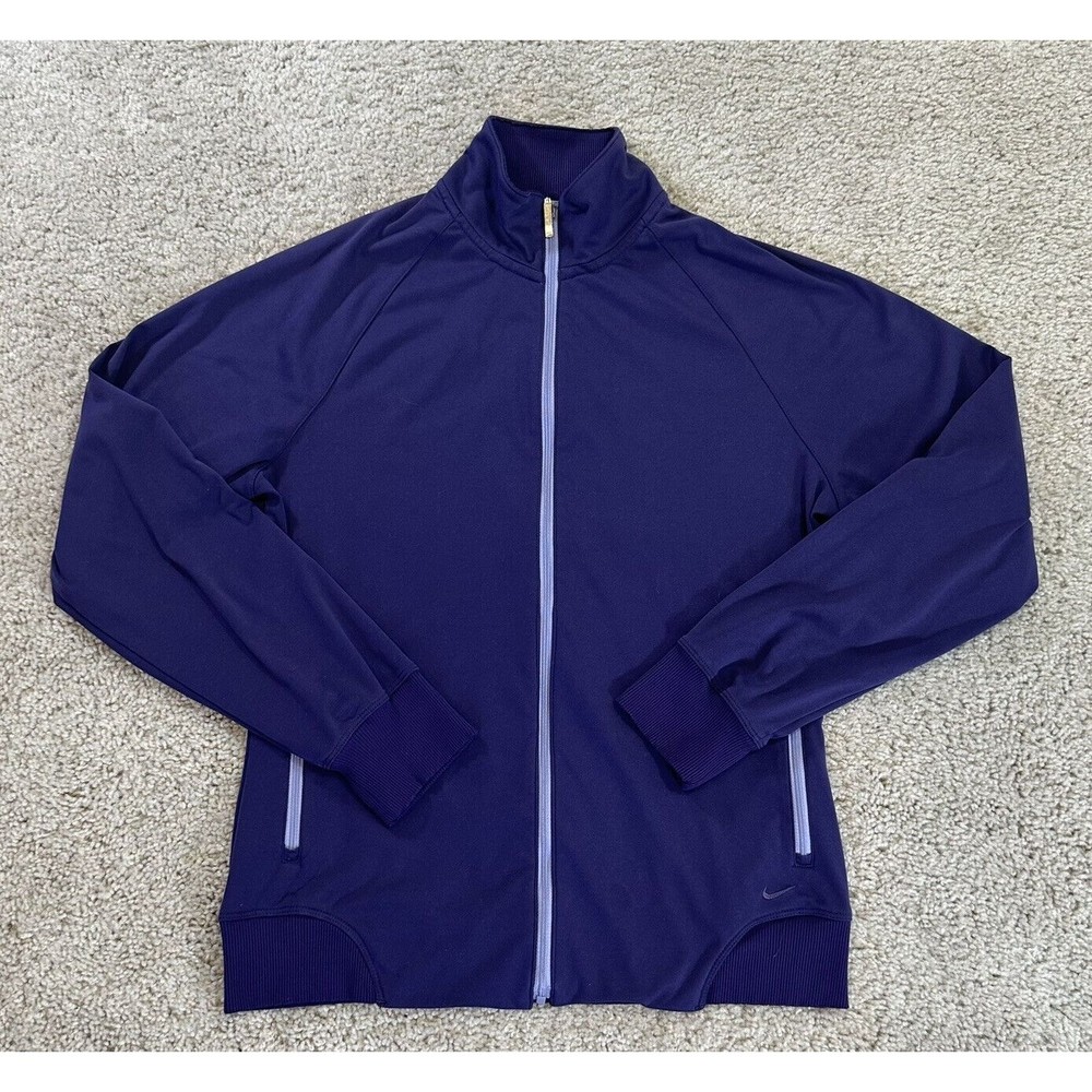 Nike Golf Dri-fit Women’s Small Full Zip Sweater Purple Pockets Long Sleeves